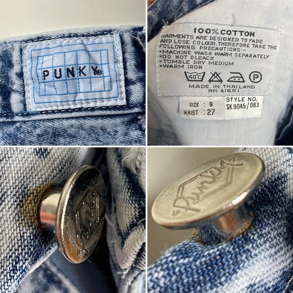 Vintage 80s Denim Skirt Lace Trim Acid Wash Retro Jean Skirt Pencil Cotton - Picture 9 of 16